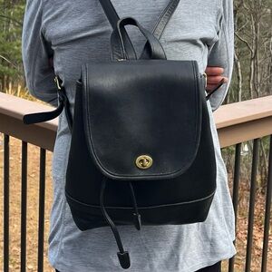 Vintage Coach Black Leather Backpack 9791.